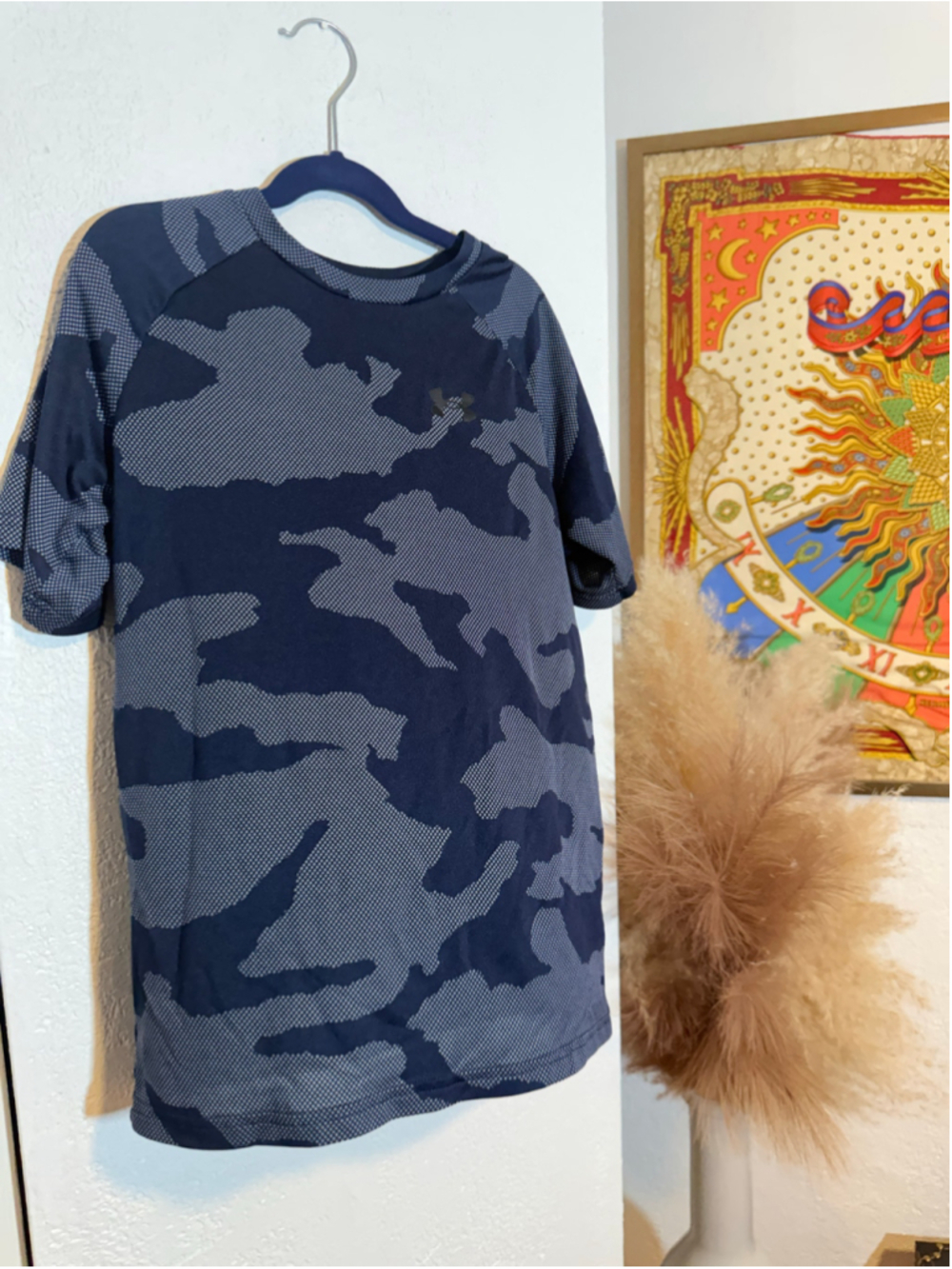 Preowned, Boys Under Armour Short Sleeve Tee, Size L , Blue Grey Camo